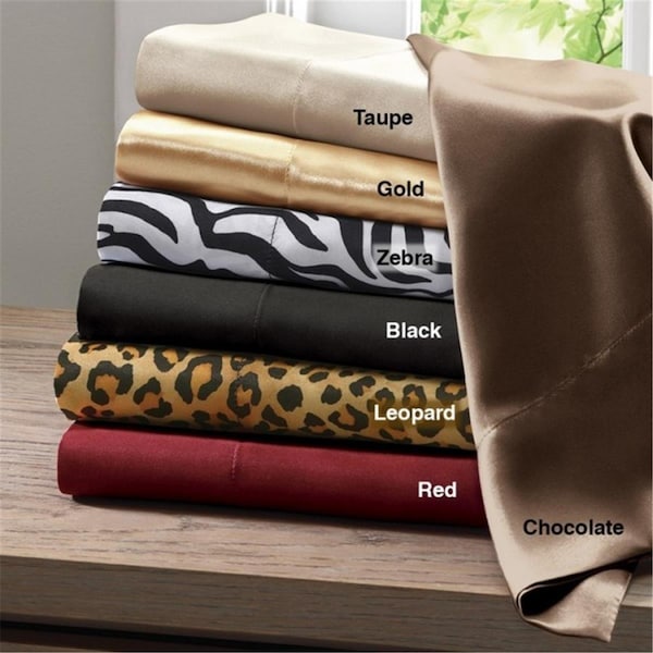 Madison Park Essentials Madison Park 100 Percent Polyester Satin Solid Sheet Set, Black - California King SHET20-505 - main